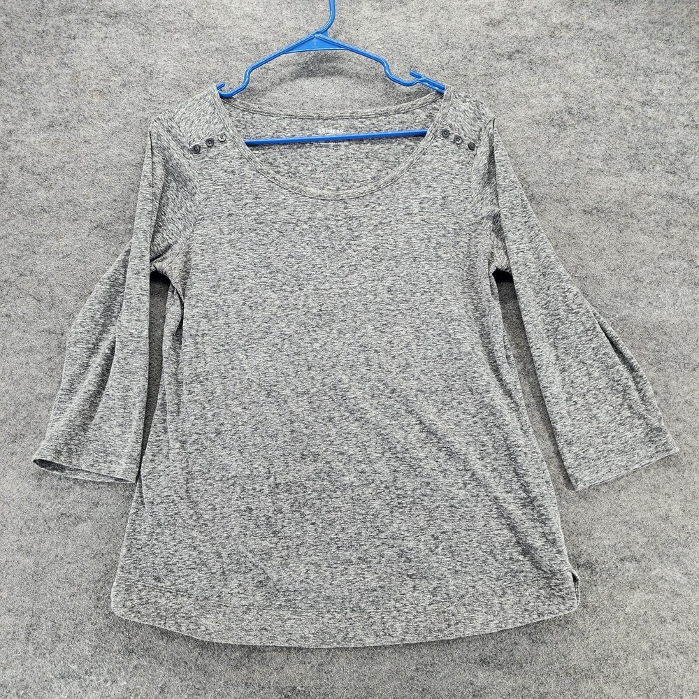 Express Shirt Womens Medium 3/4 Sleeve Gray